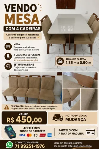 Mesa 4 cadeiras