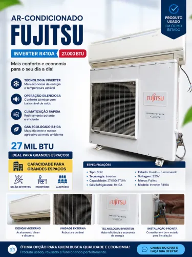 * Fujitsu Split Inverter 27 Mil BTUs - Ideal para Grandes Espaços