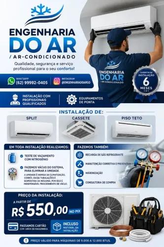 Instalação de ar-condicionado residencial comercial/ manutenção- higienização 