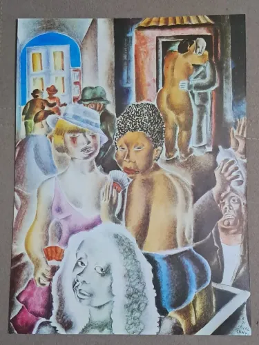 antiga gravura de di cavalcanti - offset dos anos 1970 - colecionável, decorativa
