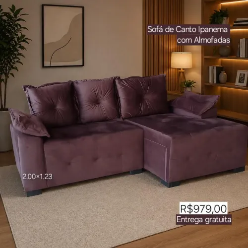 PROMOÇÃO URGENTE - Sofá Ipanema 3 Lugares COM CHAISE Marrom Disponível
