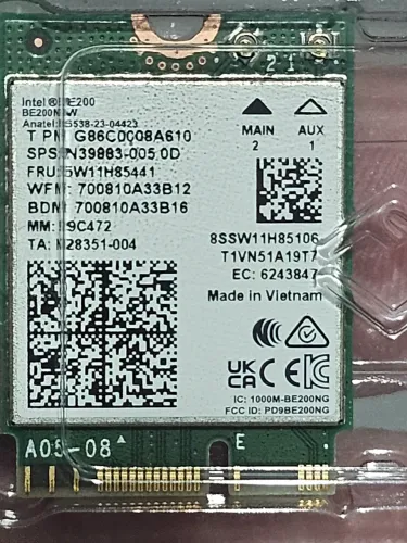 Adaptador de Rede Sem Fio, BE200 WiFi 7 Cartão, BE20ONGW para Bluetooth 5.4 Tri Band