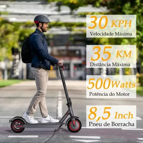Patinete Elétrico adulto 500w 36V Bateria 7.5Ah 30km alcance bluetooth portátil rodas 17