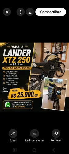 Yamaha XTZ Lander 250 em perfeito estado de conservação!