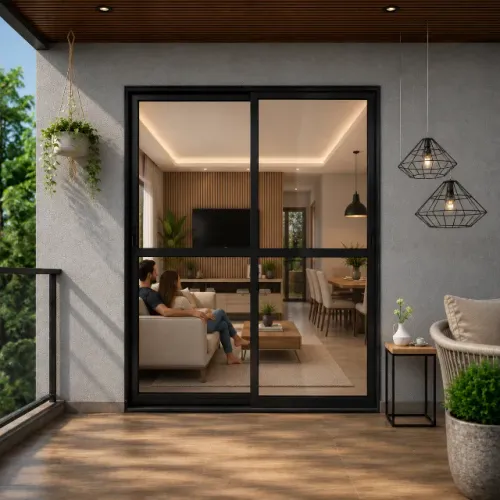 Porta Balcão 210x160 com 2 Folhas linha premium preta direto da fabrica