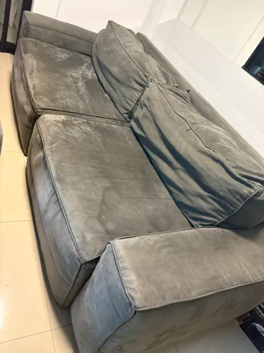 Sofá cama e retrátil, 4 lugares, camurça cinza