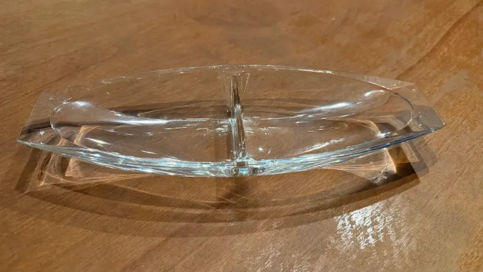 Petisqueira de Cristal Transparente com 2 Divisórias