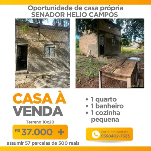 Vendo casa pequena no senador helio campos