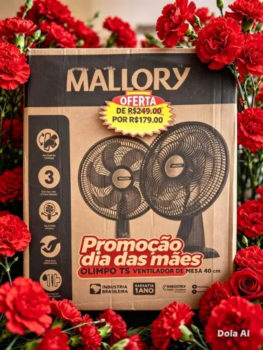 PROMOÇÃO DIA DAS MÃES VENTILADOR GRANDE E POTENTE MALLORY 40CM -R$179.00 AVISTA.