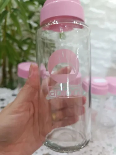 Kit mantimentos rosa em vidro 6 peças 