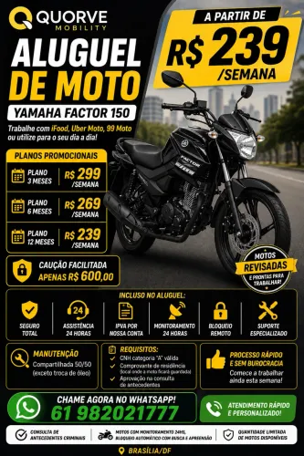 ALUGUEL DE MOTO YAMAHA FACTOR 150 - QUORVE MOBILITY