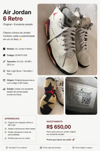 Tênis Jordan 6 Retrô 