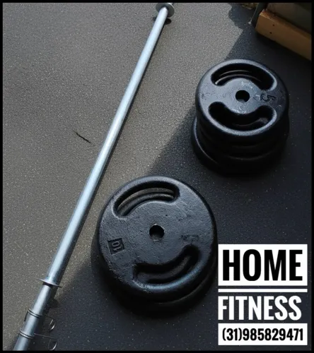 Kit com 40 kg de Anilhas + Barra 