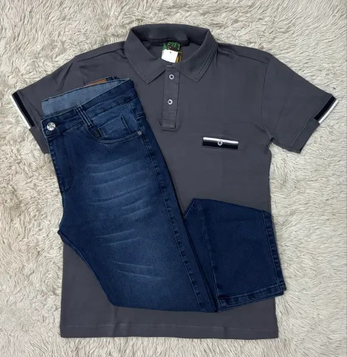 Kit G Camisa Polo e Calça Jeans 42