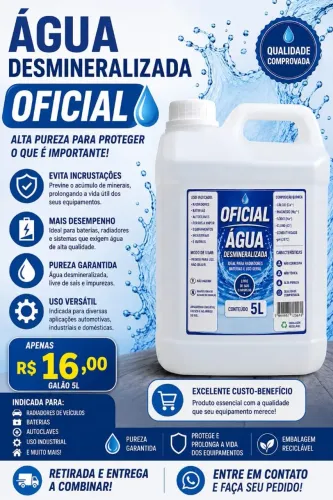 Água Desmineralizada para radiador automotivo 
