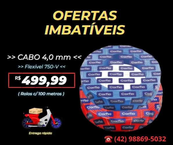 Cabo Elétricos 4,0 mm Flexível