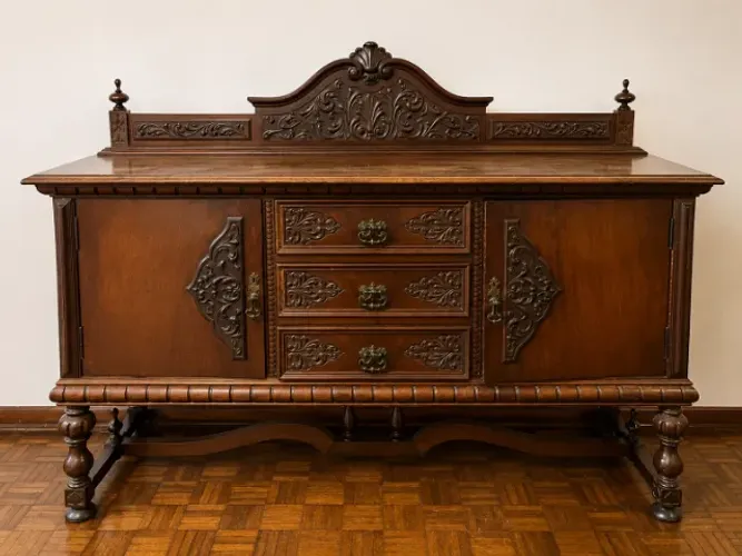 Buffet Clássico Colonial em Madeira Maciça Entalhada - 2 m