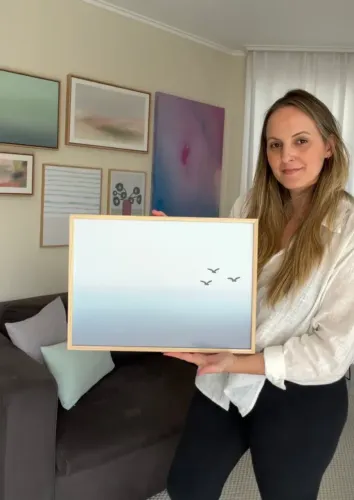 QUADRO DECORATIVO GAIVOTAS HORIZONTAL - 30x42cm - PRONTA ENTREGA