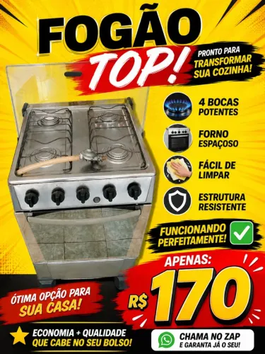 Fogão usado funcionando perfeitamente r$ 170 passo cartão