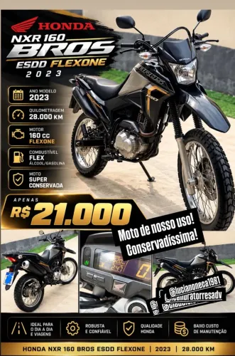 Honda NXR 160 Bros ESDD FlexOne 2023 | 28.000 km | Super Conservada | R$ 21.000
