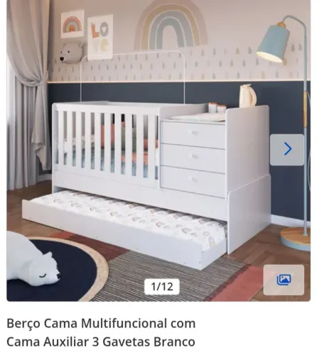 Berço 3 em 1 - Berço multifuncional com cama auxiliar 