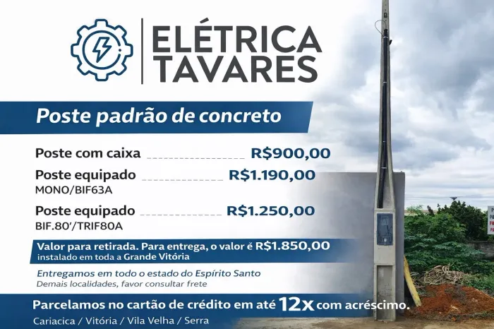 Poste padrão Bifasico na promoção 