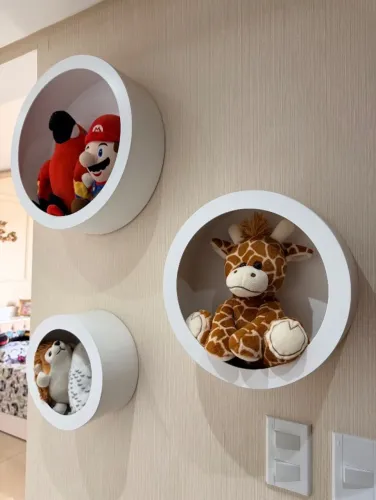 Trio de Nichos Redondos Brancos - Decoração Infantil