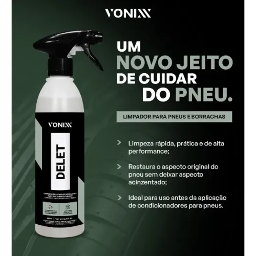 Vonix Delet 500ML Lavador de Borrachas Pneu Spray Automotivo
