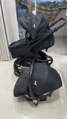 Carrinho de Bebê Moisés + Bebê Conforto Premium Baby Kansas - Preto