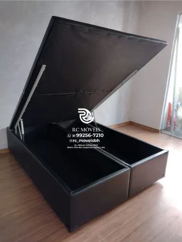 Cama Box Baú Casal 1,38x1,88 Bipartido Blindado com Pistão a Gás Direto da Fábrica