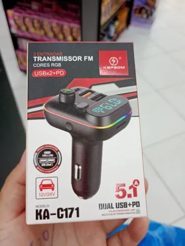 Transmissor FM Bluetooth Veicular Kapbom KA-C171