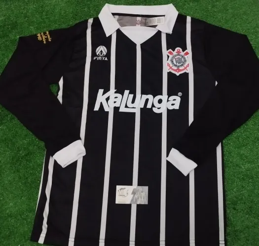 Camisa Corinthians Retrô Kalunga 1990 Manga Longa - Listrada Campeão Brasileiro
