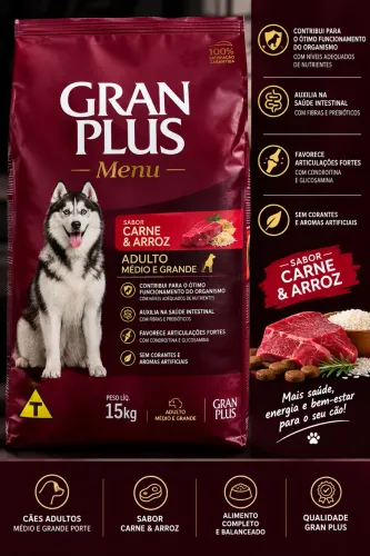 Ração gran plus grande porte, 15kg