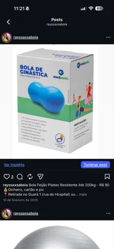 Bola Feijão Pilates Resistente Até 200kg - R$ 90