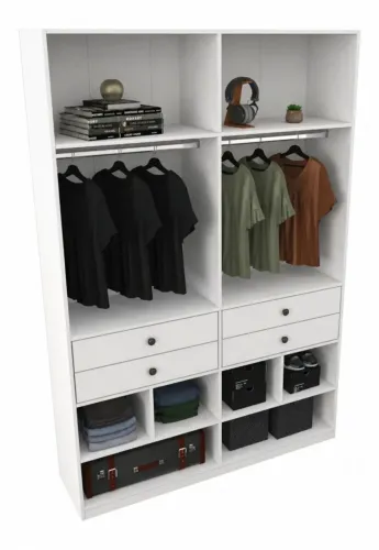 CLOSET CM MALEIRO/4 GAVETAS/ 2 CABIDEIROS MDF NOVO