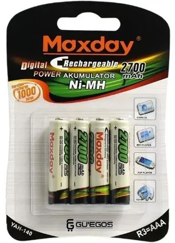 Kit 4 Pilhas Recarregável Palito AAA 2700mah Pra Tv Control Remoto etc