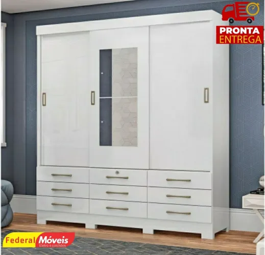 Guarda Roupa com 3 Portas e 9 Gavetas Novo Pronta Entrega