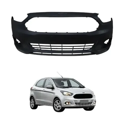 Parachoque Dianteiro Ford Ka 2015 a 2018 - Furo Farol Auxiliar - Preto Liso