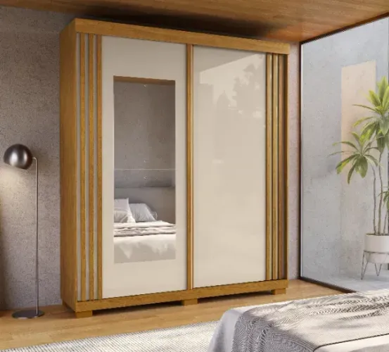 Guarda Roupa 2 Portas Athenas com Espelho, 100% MDF (Novo)