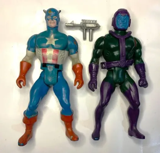Bonecos Gulliver Anos 80 Secret Wars Avengers Caitão America e Kang Vingadores Gi Joe