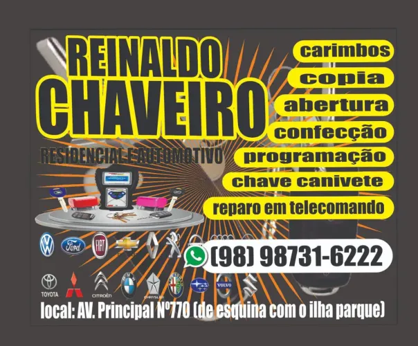 Chaveiro 24h residencial automotivo e carimbo 