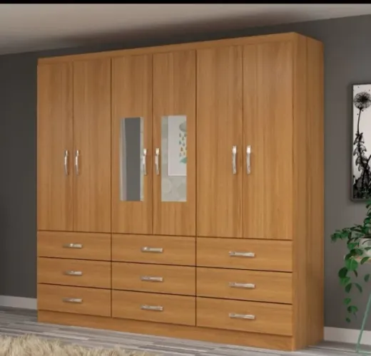 Guarda-roupa com espelho Bergamo, 6 portas 9 gavetas