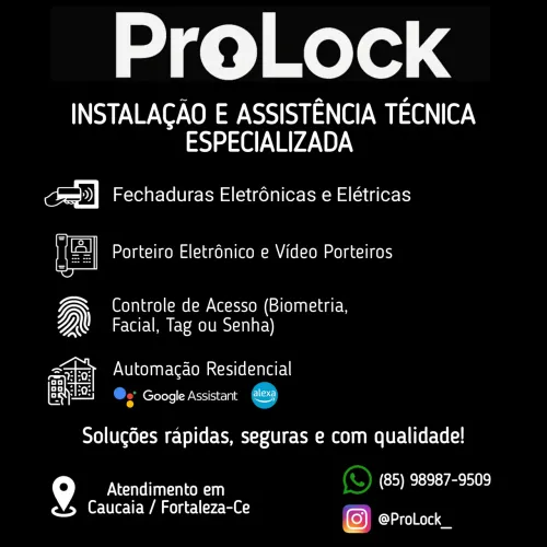 Instalação de fechaduras Eletrônicas, vídeo porteiros, controle de acesso facial...