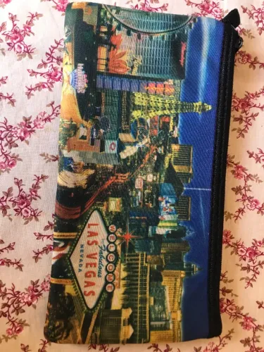 Carteira De Mão/ Necessaire Las Vegas Azul Estampa Las Vegas (Usado)