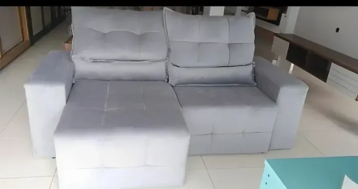 Sofá retratil e reclinavel cinza 2 metros de largura (produto novo)