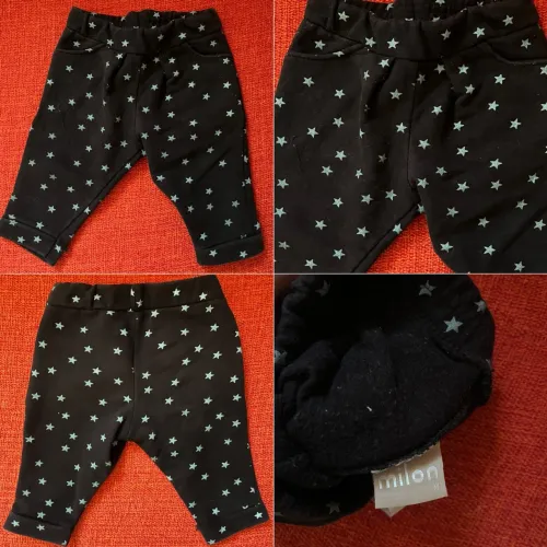 Calça bebê Milon preta com estrelas - Tam M