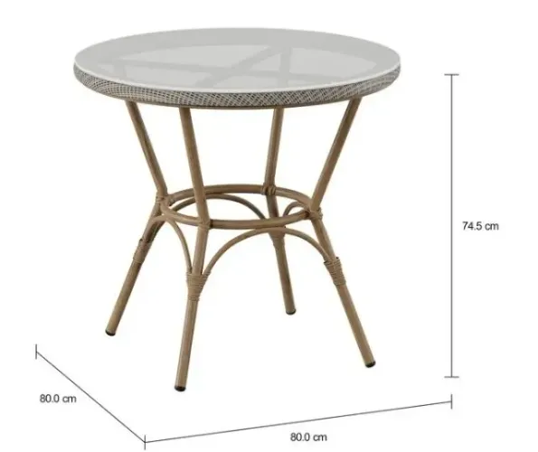 Mesa BISTRO Tampo de Vidro Estrutura em aluminio TOK&STOK