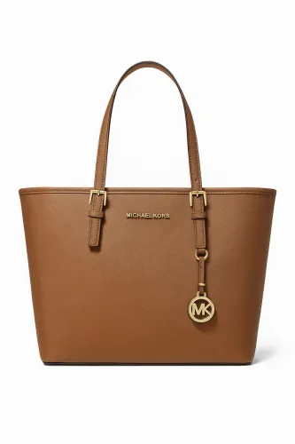 Michael Kors Jet Set Travel Tote Marrom em Couro Saffiano