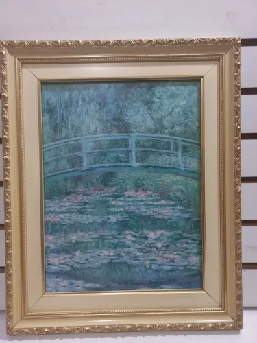 Quadro decorativo estilo Monet moldura dourada
