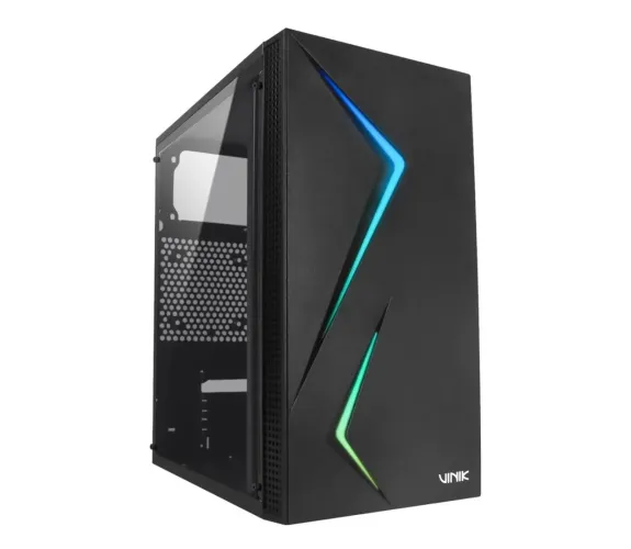 GABINETE GAMER VINIK TWIN EDGE PRETO LATERAL ACRÍLICO